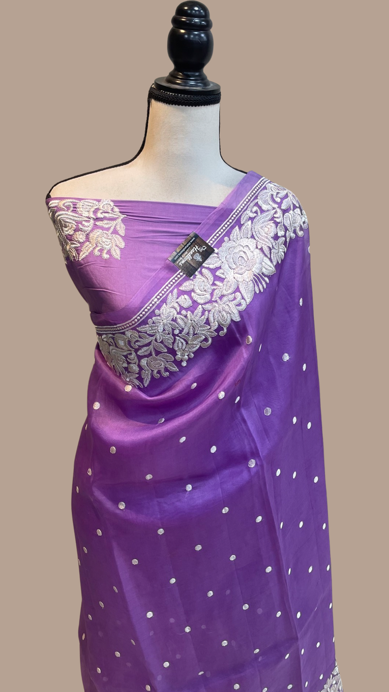 Pure organza Chikankari Handloom Banarasi Saree - The Handlooms