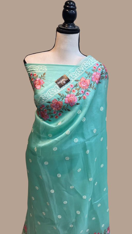 Pure organza Chikankari Handloom Banarasi Saree - The Handlooms