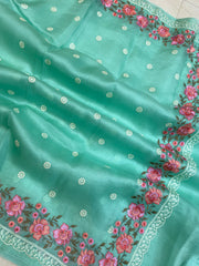 Pure organza Chikankari Handloom Banarasi Saree - The Handlooms