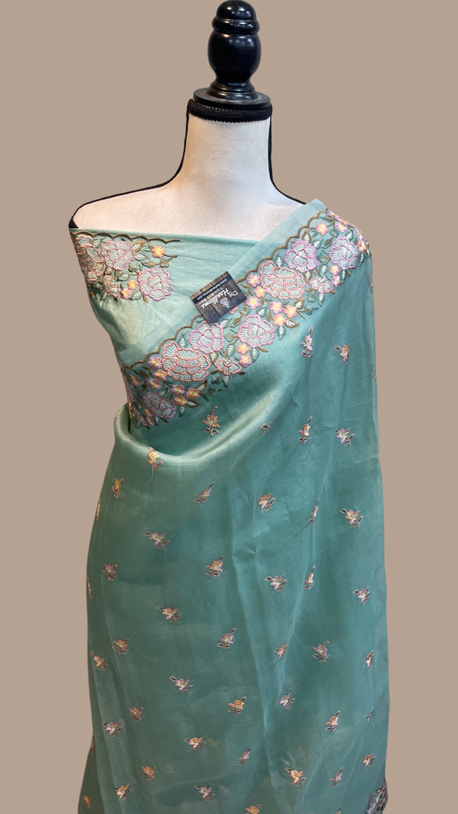 Pure organza Chikankari Handloom Banarasi Saree - The Handlooms