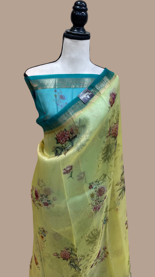 Pure Organza digital print Handloom Banarasi Saree - The Handlooms