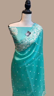 Pure organza Chikankari Handloom Banarasi Saree - The Handlooms