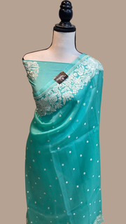 Pure organza Chikankari Handloom Banarasi Saree - The Handlooms