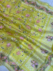 Pure Organza Chikankari Handloom Banarasi Saree - The Handlooms