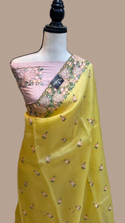 Pure Organza Chikankari Handloom Banarasi Saree - The Handlooms
