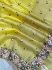 Pure Organza Chikankari Handloom Banarasi Saree - The Handlooms