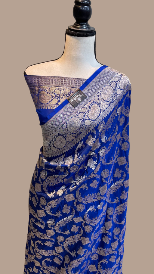 Pure Katan Silk Banarasi Handloom Saree - All Over Jaal Work - The Handlooms