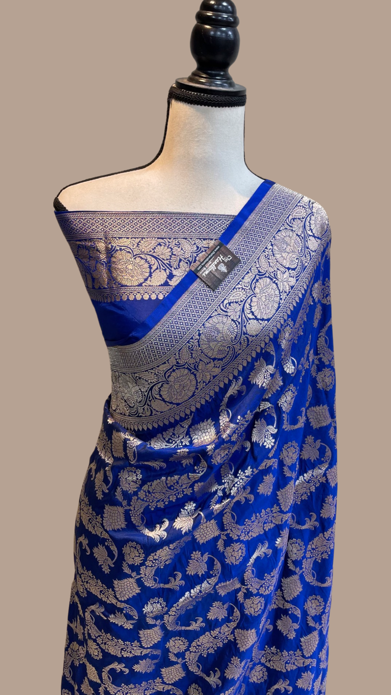 Pure Katan Silk Banarasi Handloom Saree - All Over Jaal Work - The Handlooms