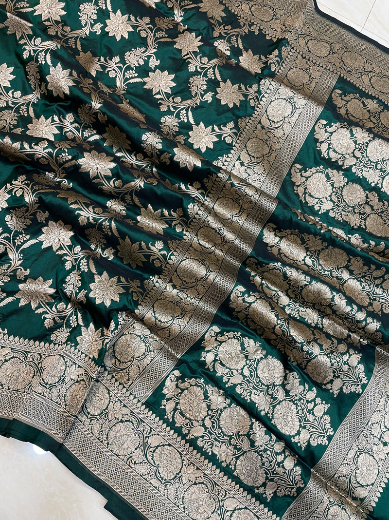 Pure Katan Silk Banarasi Handloom Saree - All Over Jaal Work - The Handlooms