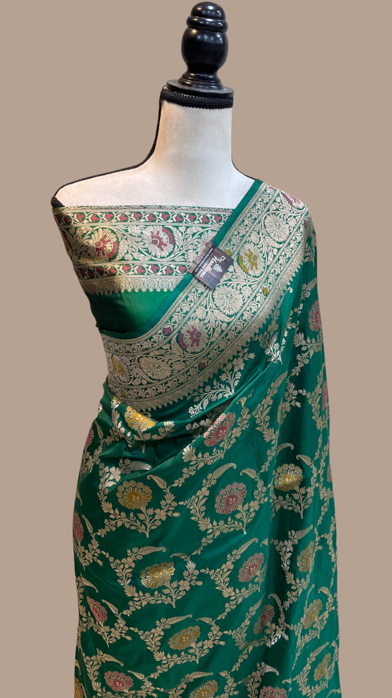 Pure Katan Silk Banarasi Handloom Saree - All over Jaal work - With Meenakari - The Handlooms