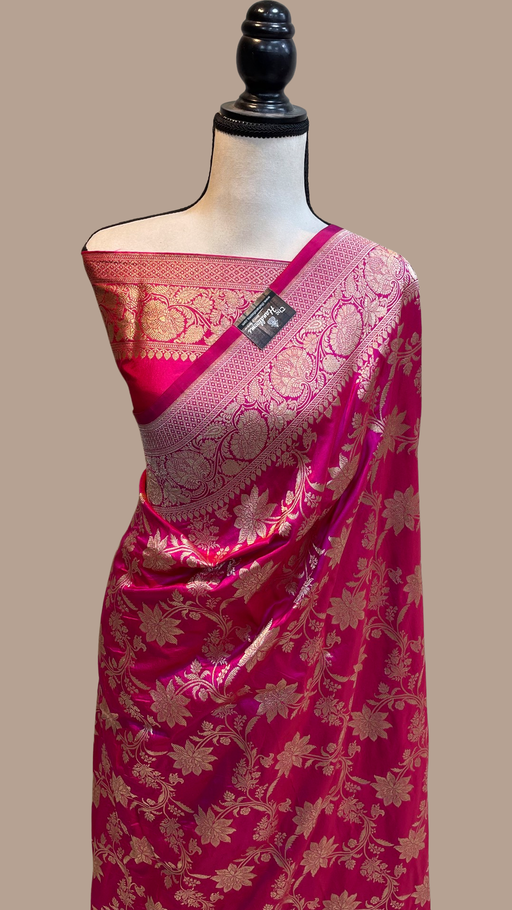 Pure Katan Silk Banarasi Handloom Saree - All Over Jaal Work - The Handlooms