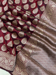 Pure Katan Silk Banarasi Handloom Saree - All Over Jaal Work - The Handlooms