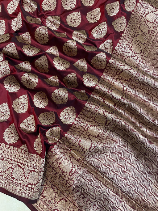 Pure Katan Silk Banarasi Handloom Saree - All Over Jaal Work - The Handlooms