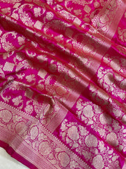 Pure Katan Silk Banarasi Handloom Saree - All Over Jaal Work - The Handlooms