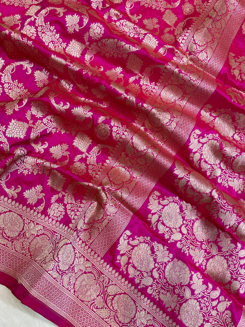 Pure Katan Silk Banarasi Handloom Saree - All Over Jaal Work - The Handlooms