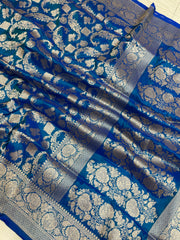 Pure Katan Silk Banarasi Handloom Saree - All Over Jaal Work - The Handlooms