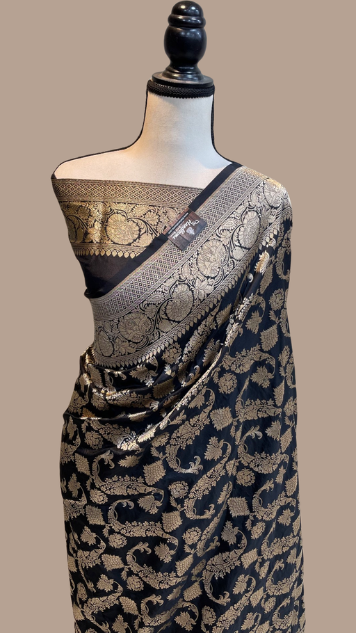 Pure Katan Silk Banarasi Handloom Saree - All Over Jaal Work - The Handlooms