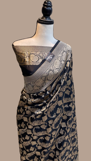 Pure Katan Silk Banarasi Handloom Saree - All Over Jaal Work - The Handlooms
