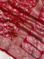 Pure Katan Silk Banarasi Handloom Saree - All Over Jaal Work - The Handlooms