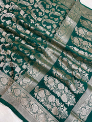 Pure Katan Silk Banarasi Handloom Saree - All Over Jaal Work - The Handlooms