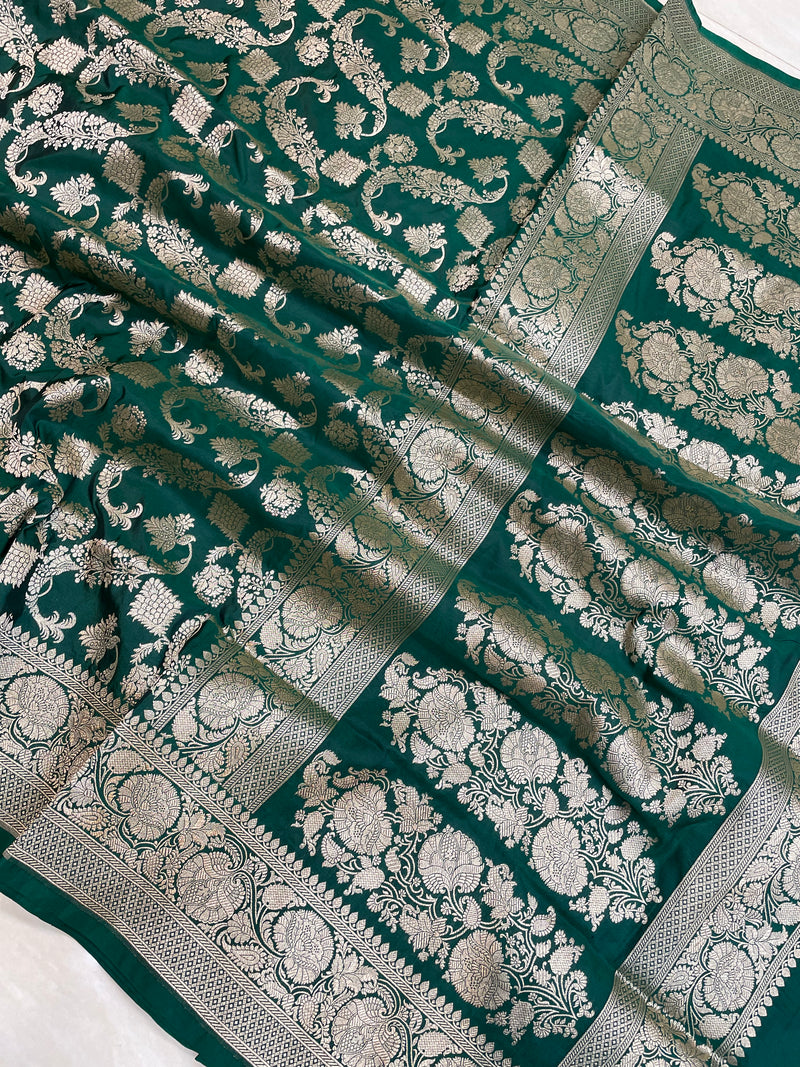 Pure Katan Silk Banarasi Handloom Saree - All Over Jaal Work - The Handlooms