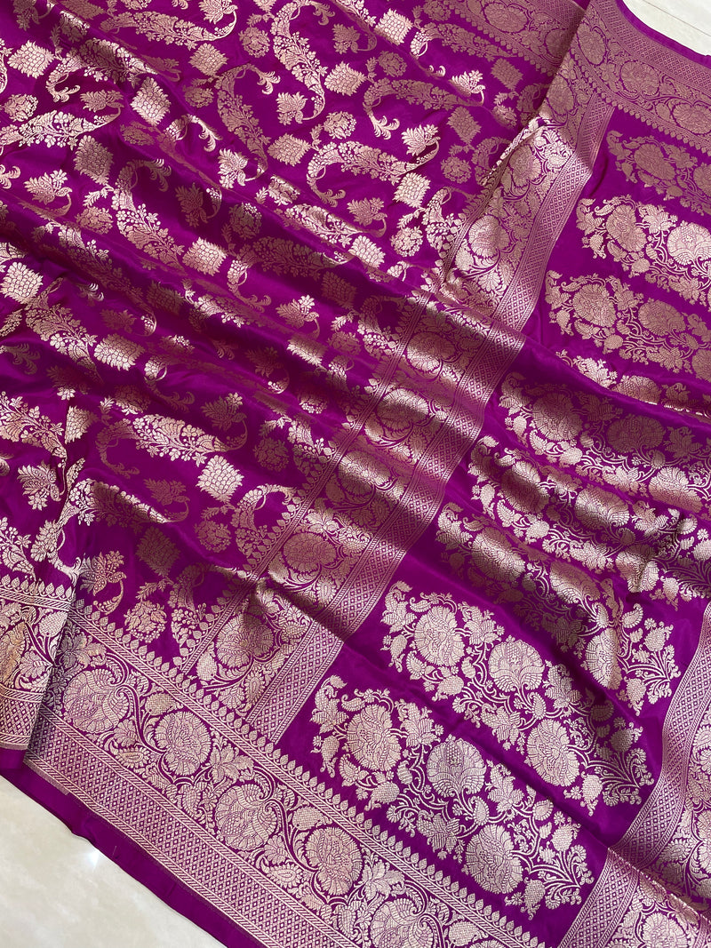 Pure Katan Silk Banarasi Handloom Saree - All Over Jaal Work - The Handlooms