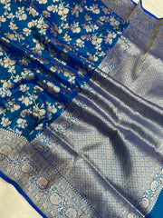 Pure Katan Silk Banarasi Handloom Saree - All Over Jaal Work - The Handlooms