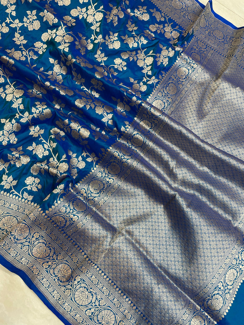 Pure Katan Silk Banarasi Handloom Saree - All Over Jaal Work - The Handlooms