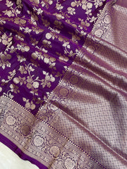 Pure Katan Silk Banarasi Handloom Saree - All Over Jaal Work - The Handlooms