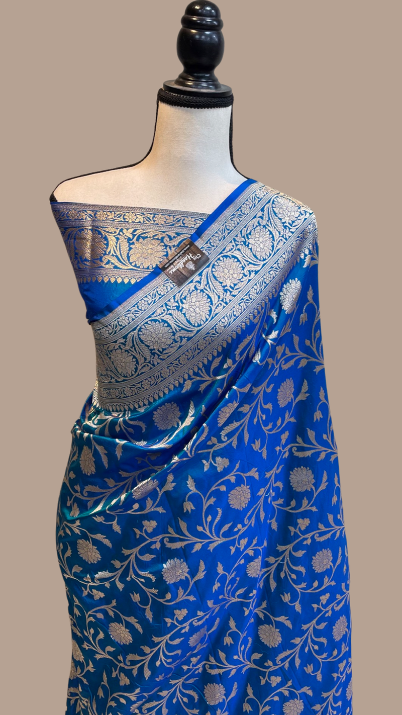 Pure Katan Silk Banarasi Handloom Saree - All Over Jaal Work - The Handlooms