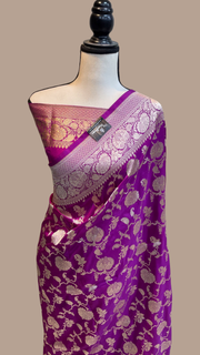 Pure Katan Silk Banarasi Handloom Saree - All Over Jaal Work - The Handlooms