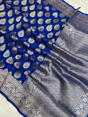 Pure Katan Silk Banarasi Handloom Saree - All Over Jaal Work - The Handlooms