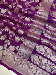 Pure Katan Silk Banarasi Handloom Saree - All Over Jaal Work - The Handlooms