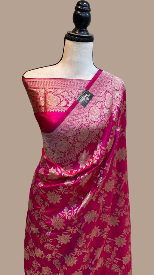 Pure Katan Silk Banarasi Handloom Saree - All Over Jaal Work - The Handlooms