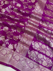 Pure Katan Silk Banarasi Handloom Saree - All Over Jaal Work - The Handlooms