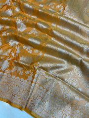 Pure Katan Silk Banarasi Handloom Saree - All Over Jaal Work - The Handlooms