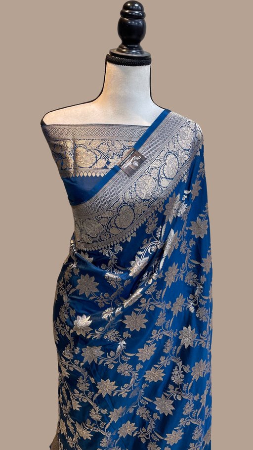 Pure Katan Silk Banarasi Handloom Saree - All Over Jaal Work - The Handlooms