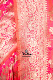 Pure Katan Silk Banarasi Handloom Saree - All Over Jaal Work - The Handlooms