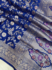 Pure Katan Silk Banarasi Handloom Saree - All over Jaal work - With Meenakari - The Handlooms