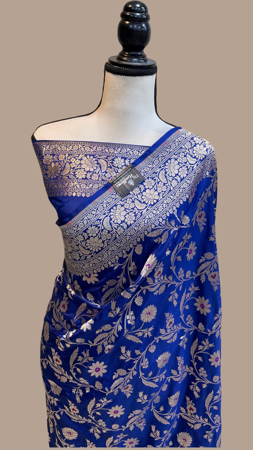Pure Katan Silk Banarasi Handloom Saree - All over Jaal work - With Meenakari - The Handlooms
