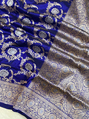Pure Katan Silk Banarasi Handloom Saree - All over Sona Roopa Jaal work - The Handlooms
