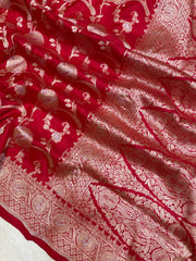 Pure Katan Silk Banarasi Handloom Saree - All over Sona Roopa Jaal work - The Handlooms