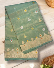 Pure Katan Tissue Silk Handloom Banarasi Saree - All over kadua motifs - The Handlooms