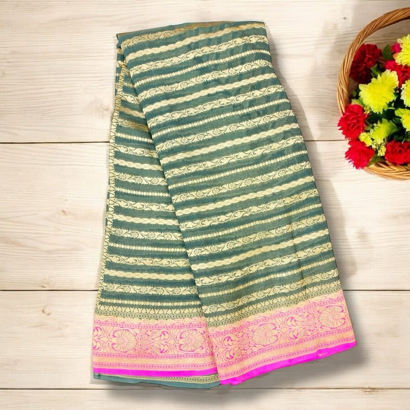 Pure Khaddi Georgette Handloom Banarasi Saree - The Handlooms