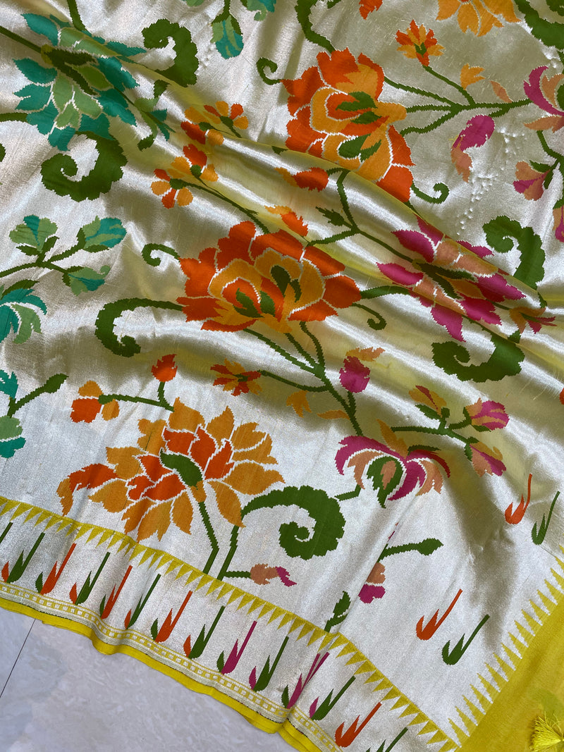 Pure Tussar Georgette Brocade Handloom Banarasi Saree - The Handlooms