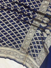 Georgette Banarasi Bandhej Handloom Dupatta - The Handlooms
