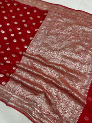 Khaddi Georgette Handloom Banarasi Saree - The Handlooms