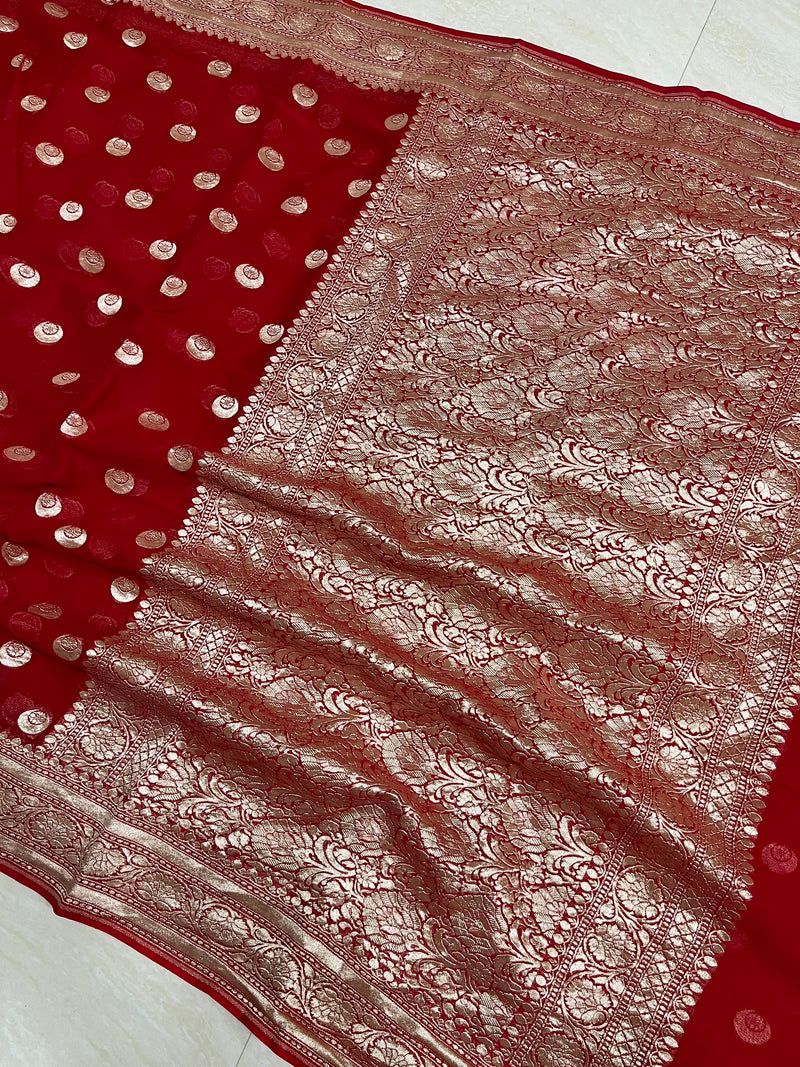 Khaddi Georgette Handloom Banarasi Saree - The Handlooms