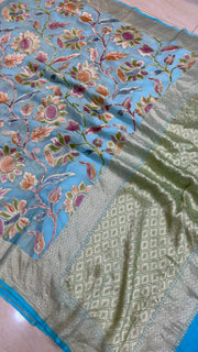 Khaddi Georgette Handloom Banarasi Saree - The Handlooms