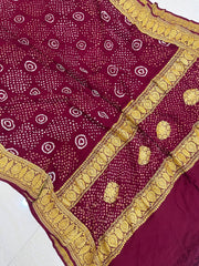 Pure Georgette Banarasi Bandhej Handloom Dupattta - The Handlooms